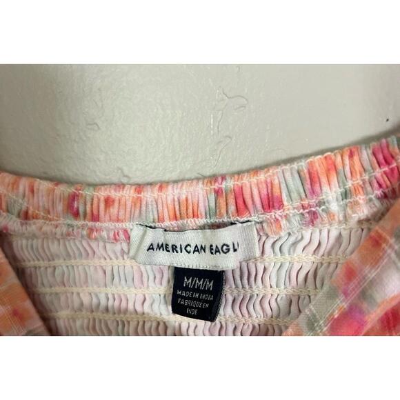 American Eagle Dress Medium Pink Floral Babydoll Puff Sleeve‎ CottageCore - Picture 4 of 8